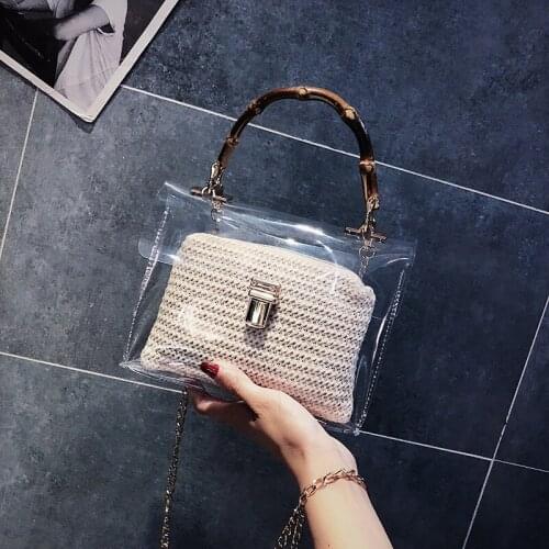 PVC New Jelly Purses and Handbags for Women 2020 Designer Luxury Girl Female Shopper Casual Fashion Woven Bamboo Handheld Wallet