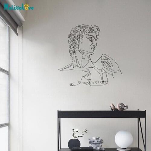 One Line Art Decal David Classical Statue Art Sculpture Decor Outlines Living Room Home Removable Vinyl Wall Stickers BD645
