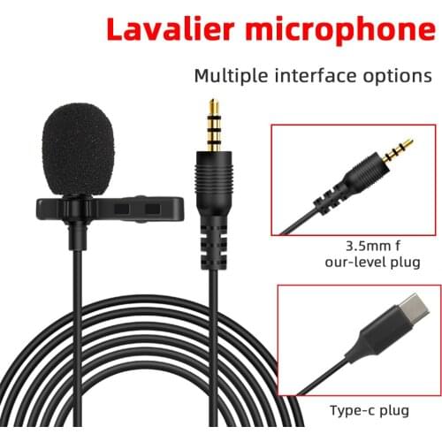 1.5M Lavalier Microphone for PC Type C Condensor Audio Draagbare Microfoon Portable Clip-on Audio Studio Wired Mic Accessories
