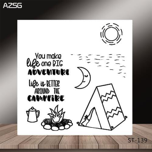 AZSG Leisurely Camping Life Bonfire Clear Stamps/Seal For DIY Scrapbooking/Card Making/Album Decorative Silicon Stamp Crafts
