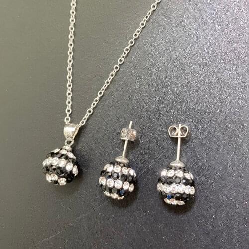 SALE Fashion Silver Color Jewelry Sets Ball Pendant Necklace Earrings Austria Crystal Women Colorful Female Gift