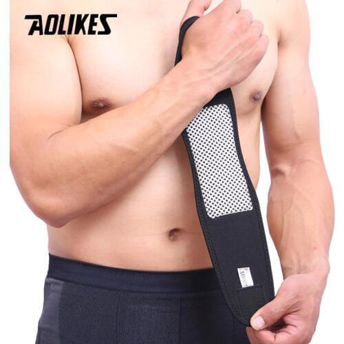 AOLIKES 1 Pair Adjustable Self-heating Tourmaline Magnet Wrist Support Straps Wraps Sports Wristband Warm Wrist Band For Gym