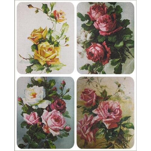 Retro rose Appointments 20cmx4pcs Hand Dyed fabric Cotton Linen Fabric For DIY Sewing Quilting Patchwork Home Textile Decor bag