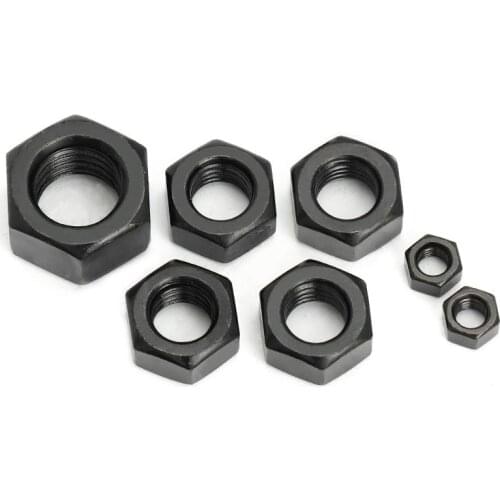 1/50pcs Black Grade 8.8 steel DIN934 Hex Hexagon Nut M2 M2.5 M3 M4 M5 M6 M8 M10 M12 M14 M16 M20 M22 M24 For Screw Bolt
