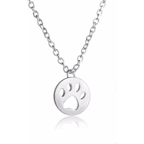 Chic Hollow Puppy Dog Pet Paws Pendant Necklace Women Animals Lovers BFF Charm Chain Necklaces Jewelry Xmas Party Gifts Souvenir