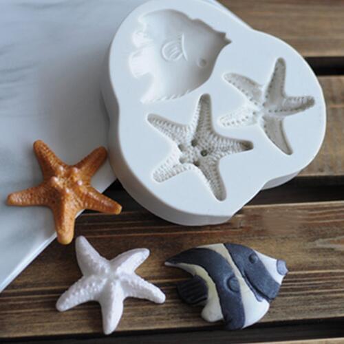 Ocean series starfish tropical fish fondant silicone mold DIY cake circumference mold dry Pez soft candy mold