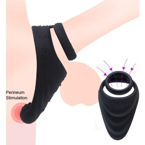 Silicone Penis Ring for Men Scrotum Bondage Cock Rings Perineum Stimulator Anal Cock Cage Delay Ejaculation Lock Ring Sex Toys