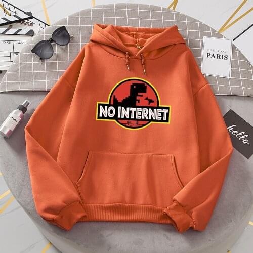 Cartoon Dinosaur Jurassic Offline Park Print Hoody Women Simple Oversize Sweatshirt Street Casual Hooded Autumn S-XXL Man Tops
