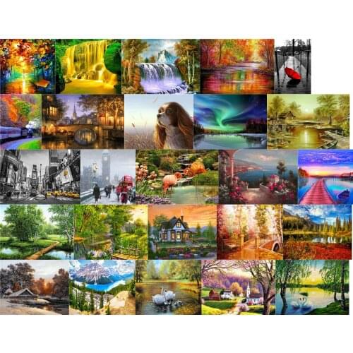 Y06006 landscape swan DIY Cross Stitch Embroidery Kits Craft Needlework Set Cotton Thread Printed Canvas Home Design