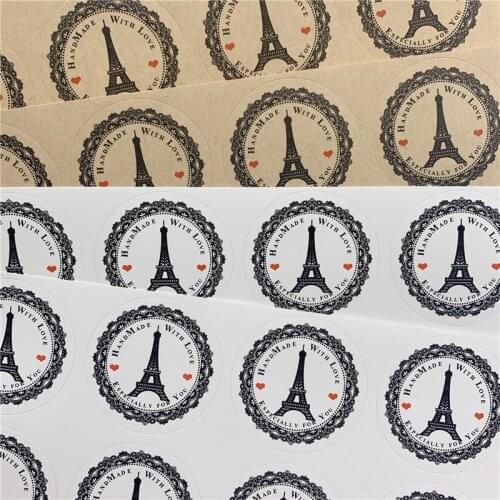 100pcs/lot tower design handmade with love Decorative Seal Sticker Label Gift Baking Sticker