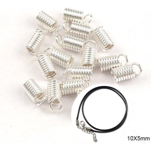 10x5mm Spring Crimp Ends Fastener Coil Cord Crimps End Caps Clasps Extension DIY Necklace Connectors Jewelry Findings