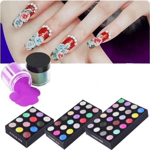 12/18/24 Set Nail Art Sculpture Powder DIY Colorful Carved Powder Nail Design Acrylic Powder Professional Nail Accessories