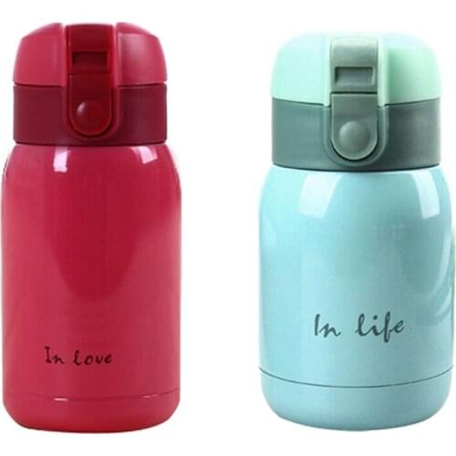 2Pcs Mini Stainless Steel Big Belly Thermos Bottle 200Ml - Rose Red & Sky Blue