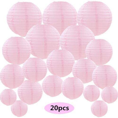20 pcs 6"-12" Pink Paper Lanterns Chinese Round lamp for Wedding Party lamp Outdoor Indoor Hanging Decor