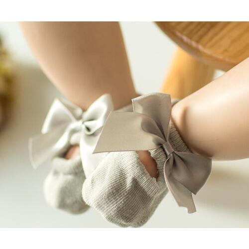 3 pairs of cotton Childrens socks newborn baby toddler toddler socks lace bow non-slip floor socks