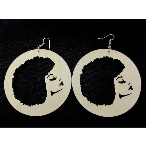 5pairs/lot 3 inch Laser cut Natural Hair Wood Earrings