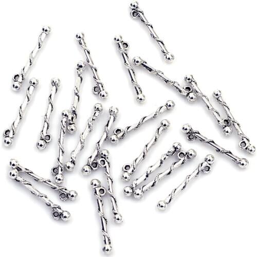 50Pcs Majorette Baton Charms Pendants Antique Silver Tone Jewelry DIY Findings 26x3.5mm