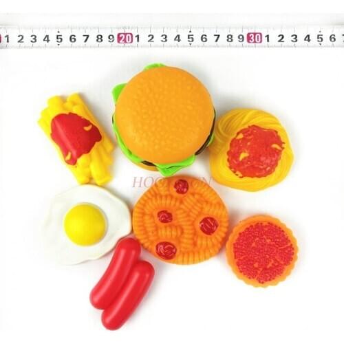 7pcs kitchens toys Simulation Food Omelette Red Bean Biscuit Bread French Fries Play Toys House For Children Emulation