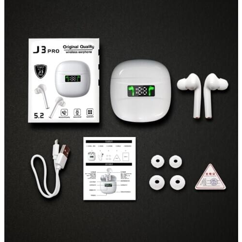 J3 Pro Bluetooth 5.2 Headphones For Smartphone TWS Wireless Earphones IPX7 Waterproof Earbuds LED Display HD Stereo Built-in Mic