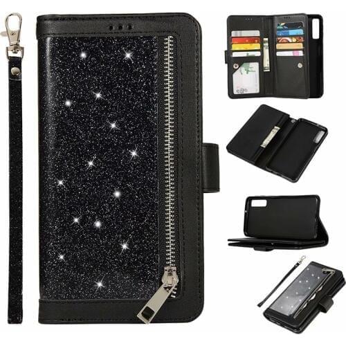 Glitter Wallet Case For Samsung Galaxy A6 A7 2018 J4 J6 Plus Zipper Magnetic Book Flip Cover For A750 J330 J530 EU Phone Capa