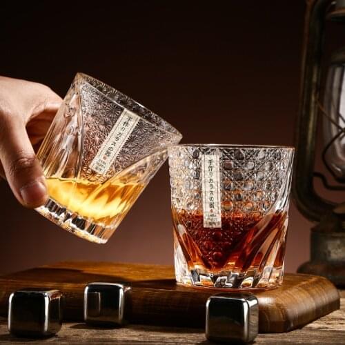 Japanese style creative embossed whiskey glass, home modern minimalist craftsmanship craft beer glass wine glass wine set