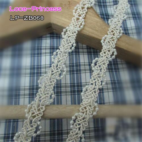 2 yards 1.5CM white fabric beads drill clothing accessories collar flower DIY handmade beading Braid lace trim fabric ZB068