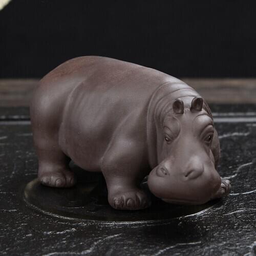 Tea Pet Animal Hippo Purple Clay Home Decor Tea Decoration Tea Pet Clay Tea Pet