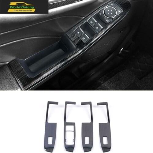 For Ford Escape / Kuga MK3 2020 2021 Drawing black Window Armrest Switch Button Knob Panel Stainless steel Trim