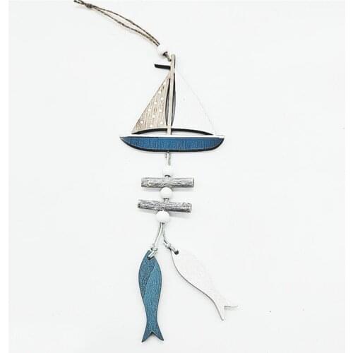 2021 Marine Style Wooden Pendant Ocean Wind Crafts Small Fish Boat Innovative Accessory Wall Hanging Decoration Pendant