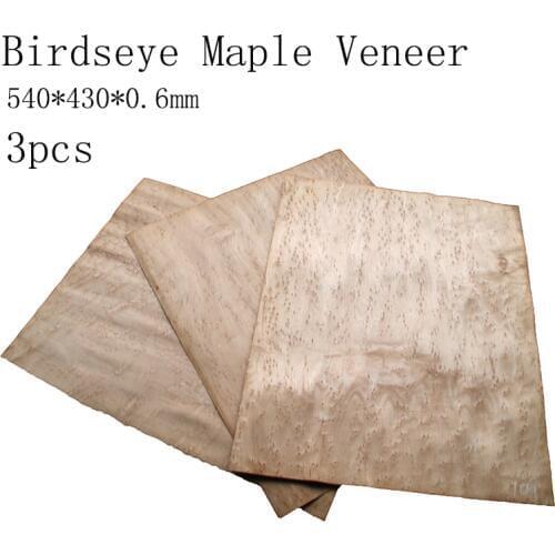 3 piece Birdseye Maple Electric Guitar Veneer Guitars Original Wood Makeup Board DIY Guitar Making Material 0.6*440*540mm