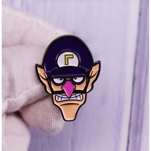 Waluigi Pop-Culture Enamel Lapel Pin Super-Mario Decorative Brooch Badge cartoon Fashion Jewellery
