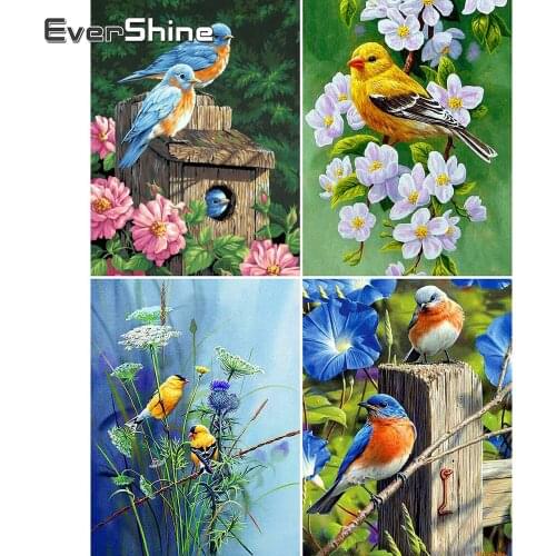 Evershine Diamond Embroidery Full Display Birds Cross Stitch Diamond Mosaic Sale Flower Rhinestones Pictures Diamond Painting
