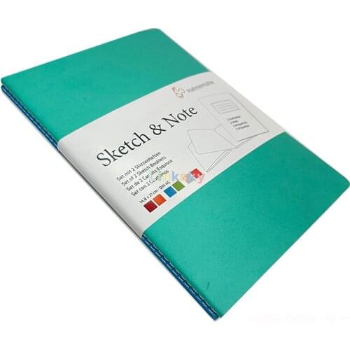 Hahnemuhle Sketch & Note Booklet Bundle (A6, 40 Sheets, Blue and Green),Hard wearing stitched binding,20 pages per booklet