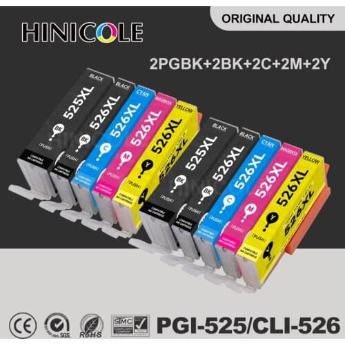 Hinicole For Canon PGI-525 CLI-526 Ink Cartridges PGI-525XL CLI-526XL MG6150 6250 5350 5150 iX6550 5250 iP4850 iP4950 8150 8250