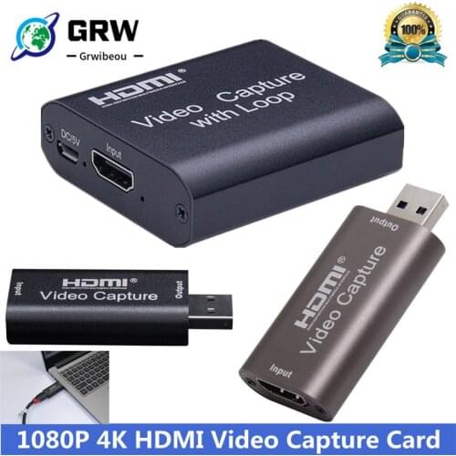 4K Video Capture Card USB 3.0 2.0 HDMI Video Grabber Record Box for PS4 Game DVD Camcorder Camera Recording Live Streaming