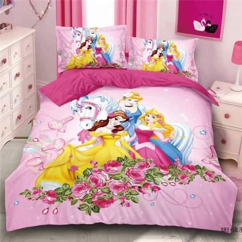 Disney Rapunzel Cinderella Princess Duvet Cover Bed Sheet Pillowcase Kids Girls Boys Frozen Anna Elsa Bedding Set Twin Full Size