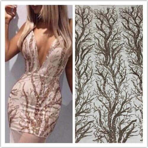Beautiful embroidered lace fabric SYJ-7154 french sequins net lace fabric for nigerian Wedding dress