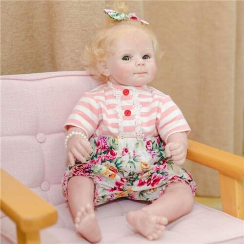 NPK Doll Bebe Reborn 50CM newborn girl sweet face reborn baby realistic soft cuddly doll gold hair stuffed body children gift