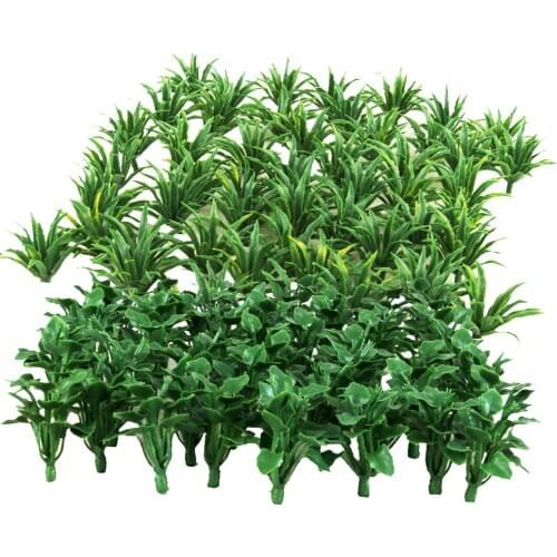 MagiDeal 100x Green Heart&Sword Shaped Leaves Grass Model Toy HO OO Scale Layout for Train Railway Roadway Diorama Accessory
