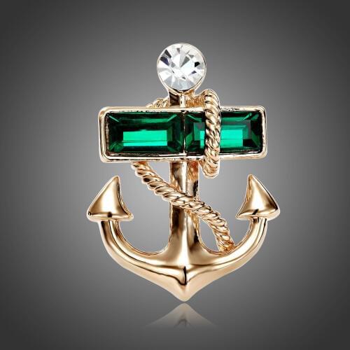 Utei Brooch High Quality Elegant Crystal Anchor Brooch Gold Color Alloy Novelty Mens Suit Color Pin Fashion Business Shirt Pins