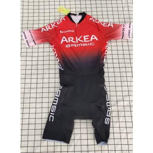 MENS CYCLING WEAR CYCLING JERSEY BODY SUIT SKINSUIT WITH POWER BAND 2021 ARKEA SAMSIC TEAMRED GEL PAD SIZE XS-4XL