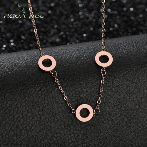 Nextvance Three Circle Llink Chain Necklaces Silver Color Gold Color 20inch Stainless Steel Necklaces for Women Jewelry