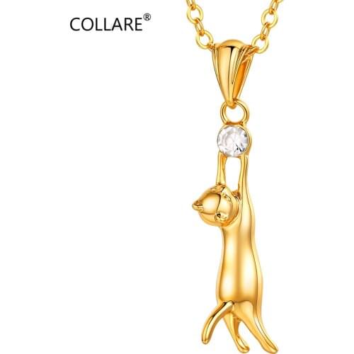 Collare Necklace Cat Jewelry Necklaces & Pendants Gold/Silver Color Wholesale Rhinestone Charms Animal Gifts Necklace Women P263