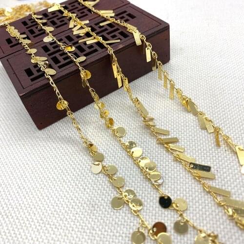 Charm Golden Bracelet Necklace Handicraft Copper Material Rectangle Round Jewelry Link Chain Accessories Can Be Wholesale 3x10mm