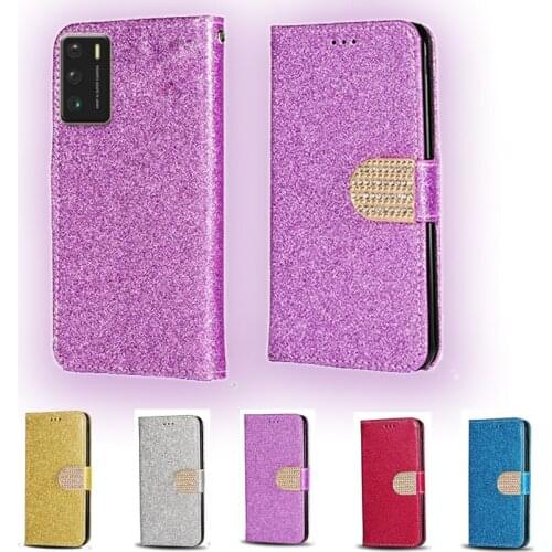Luxury Glitter Diamond Flip Leather Wallet Phone Case For Xiaomi PocoPhone Poco M3 Phone stand function cover with card slot