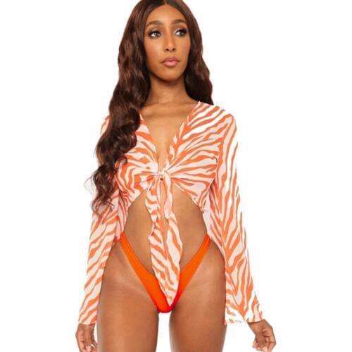 Sexy Bikini Women 3 In 1 Mesh Swimsuit Striped Swimwear Sexy Bathing Suit Brazilian Biquini Swimsuit with Cover Up Micro Bikini