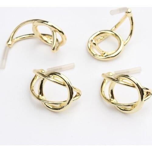 Zinc Alloy Gold Geometric Hollow Exaggeration Base Earring Connector 19*21mm 6pcs/lot For DIY Fashion Earring Accessories