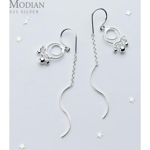 Modian Abstract Design Silver Dangle Earrings 100% Real 925 Sterling Silver Dreamcatcher Drop Earrings For Women Fine Jewelry