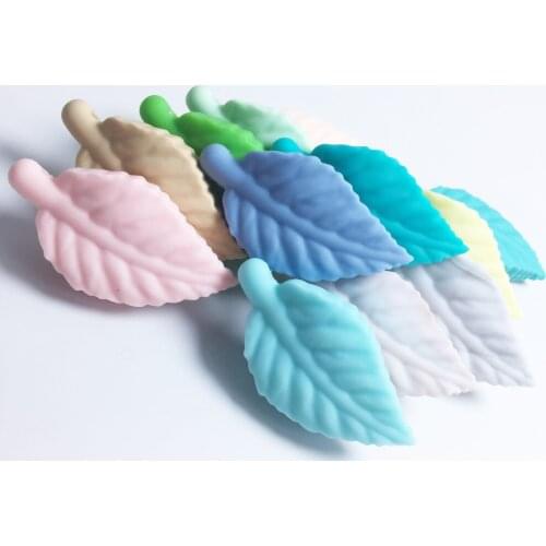 Silicone Leaf Shaped Teether Bead Baby Chewable Pacifier BPA Free For DIY Infant Chew Dummy Clip Chain Cartoon leaves Beads