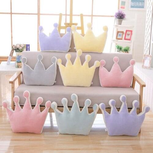 Ins Nordic Solid Color Crown Pillow Creative Plush Toy Student Nap Rest Cushion Kids Girl Room Decoration Children Birthday Gift
